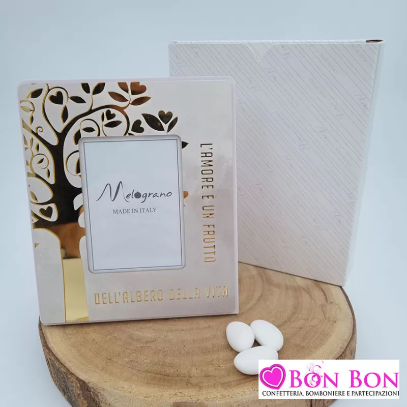 Bomboniera matrimonio portafoto piccolo con decoro albero della vita Melograno - 1
