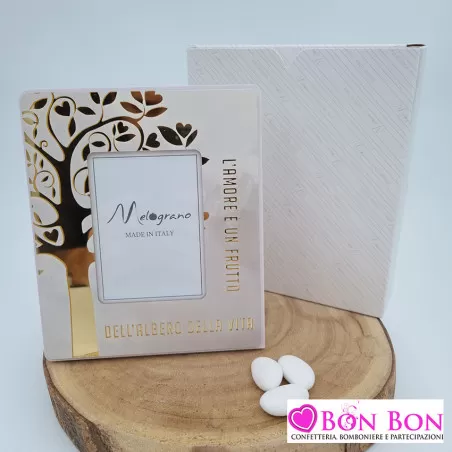 Bomboniera matrimonio portafoto piccolo con decoro albero della vita Melograno - 1