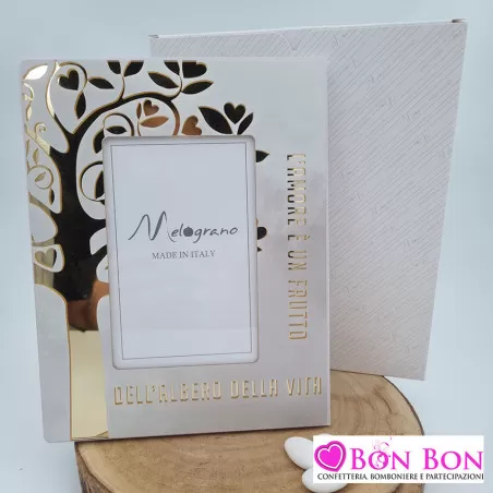 Bomboniera matrimonio portafoto medio con decoro albero della vita Melograno - 1