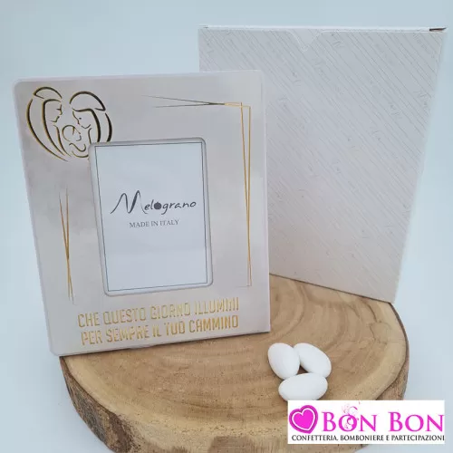 Bomboniera matrimonio portafoto piccolo con decoro sacra famiglia Melograno - 1