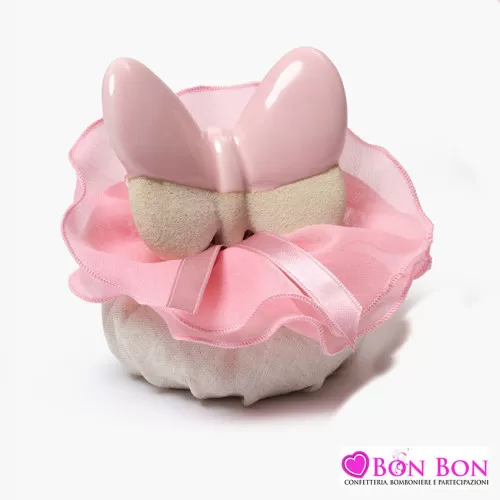 Sacchetto nascita e battesimo con farfalla rosa AD - 1