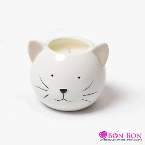 Bomboniera prima comunione gatto con candela profumata AD - 1