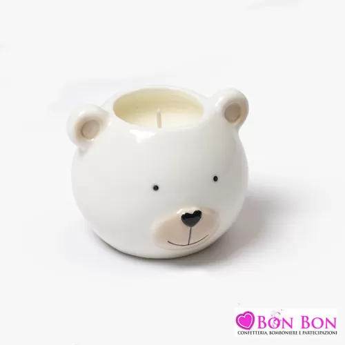 Bomboniera nascita e battesimo orso con candela profumata AD - 1
