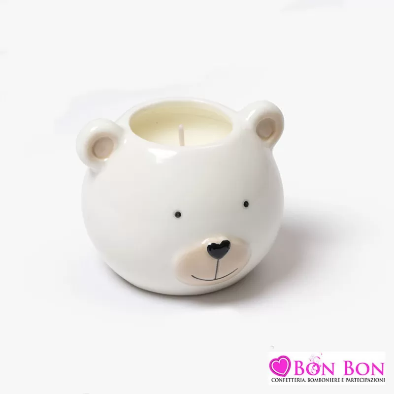 Bomboniera nascita e battesimo orso con candela profumata AD - 1
