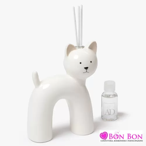 Bomboniera prima comunione profumatore gatto ad arco AD - 1