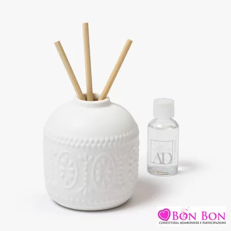 Bomboniera matrimonio profumatore con decoro stilizzato AD - 1