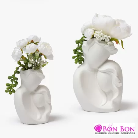 Bomboniere matrimonio coppia sposi porta pianta con fiori AD - 1