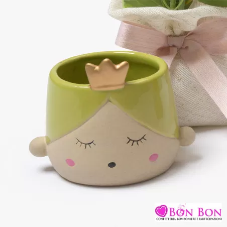 Bomboniera prima comunione portapiantina verde principessa AD - 1