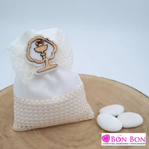 Sacchetto prima comunione con fiocco con applicazione calice ETM - 1