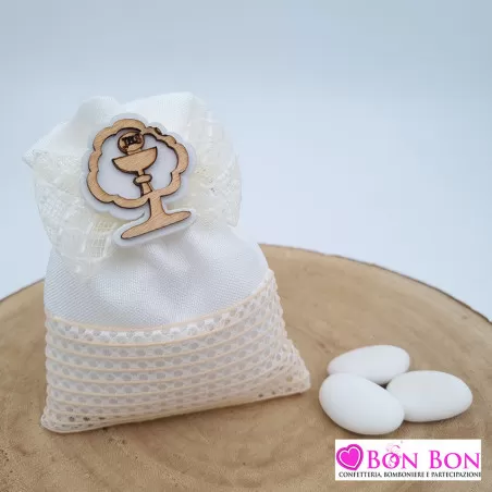 Sacchetto prima comunione con fiocco con applicazione calice ETM - 1