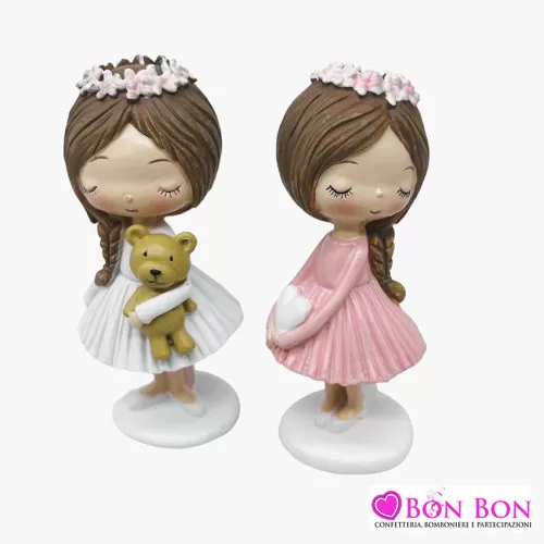 Bomboniera prima comunione ballerina con vestito rosa e bianco AD - 1