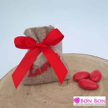 Sacchetto laurea bustina juta beige con scritta laurea ETM - 2