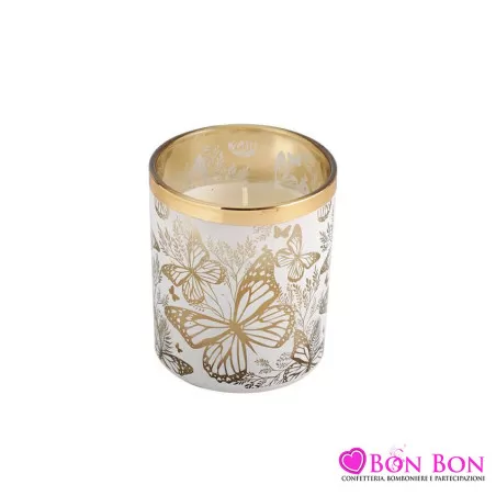 Bomboniera matrimonio candela misura grande con decoro farfalle Star Import Italia - 1