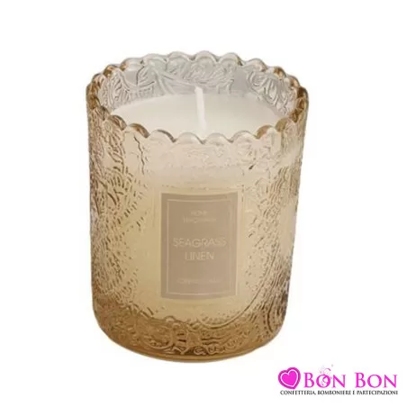 Bomboniera matrimonio candela ambra misura piccola in vetro lavorato Star Import Italia - 1