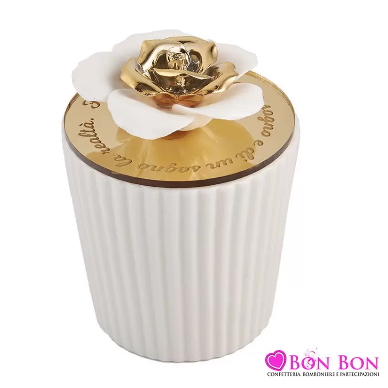 Bomboniera matrimonio candela bianca misura grande con tappo decorato Star Import Italia - 1