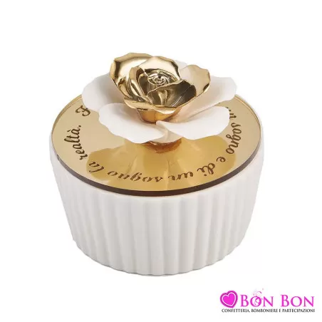 Bomboniera matrimonio candela bianca misura media con tappo decorato Star Import Italia - 1