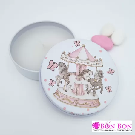 Bomboniera nascita e battesimo candela con tappo decorato rosa Star Import Italia - 1