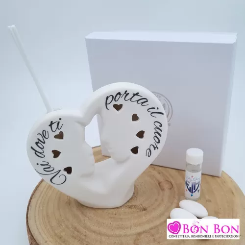 Bomboniera matrimonio profumatore cuore coppia sposi con led ETM - 1