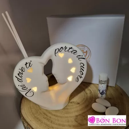 Bomboniera matrimonio profumatore cuore coppia sposi con led ETM - 2