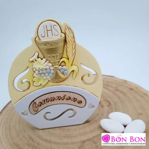 Bomboniera prima comunione con icona prima comunione e scritta in legno ETM - 1