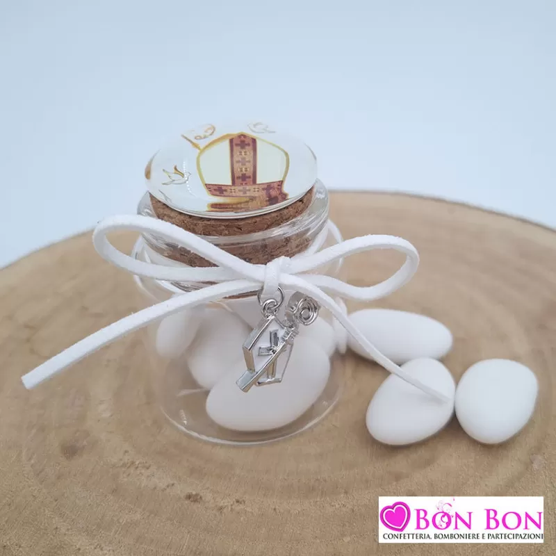 Barattolo cresima con ciondolo e tappo in sughero ETM - 1