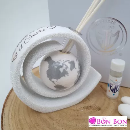 Bomboniera matrimonio profumatore mappamondo con frase ETM - 1