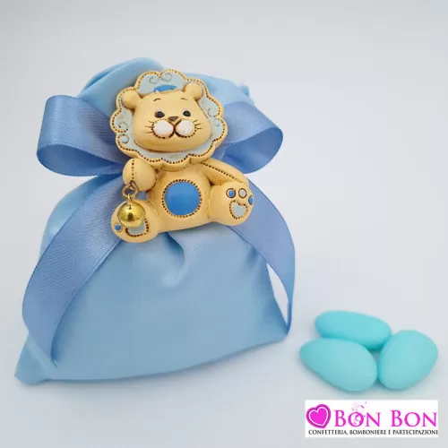 Sacchetto per battesimo busta cielo con applicazione leone ETM - 1