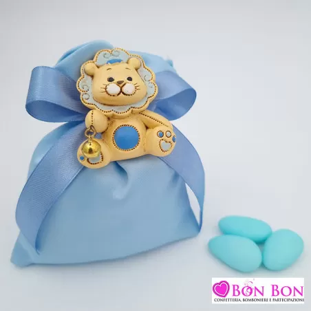 Sacchetto per battesimo busta cielo con applicazione leone ETM - 1