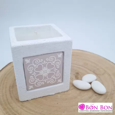 Bomboniera matrimonio candela in terracotta linea floral ETM - 1