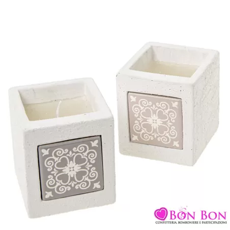 Bomboniera matrimonio candela in terracotta linea floral ETM - 2