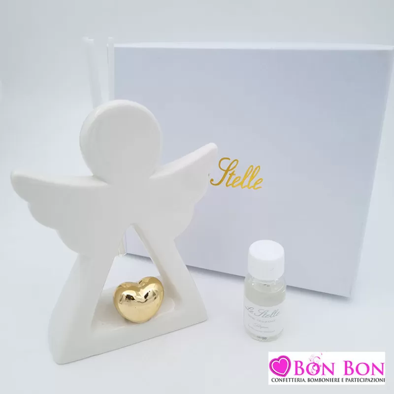 Bomboniera matrimonio profumatore angelo con cuore oro Le stelle - 1