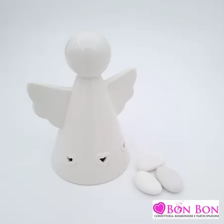 Bomboniera prima comunione angelo bianco con luce led misura grande - 1