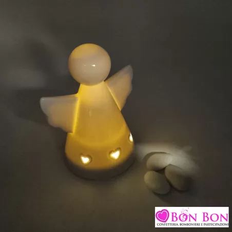 Bomboniera prima comunione angelo bianco con luce led misura grande - 2