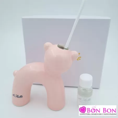 Bomboniera nascita e battesimo profumatore gatto e orso rosa Le stelle - 9