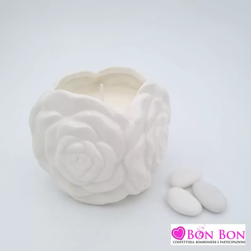 Bomboniera matrimonio candela a forma di rosa - 1
