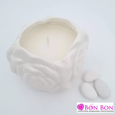 Bomboniera matrimonio candela a forma di rosa - 2