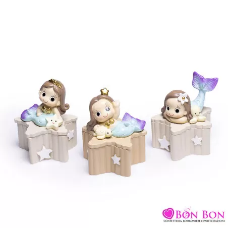 Bomboniera nascita e battesimo sirena su scatola Margot - 1