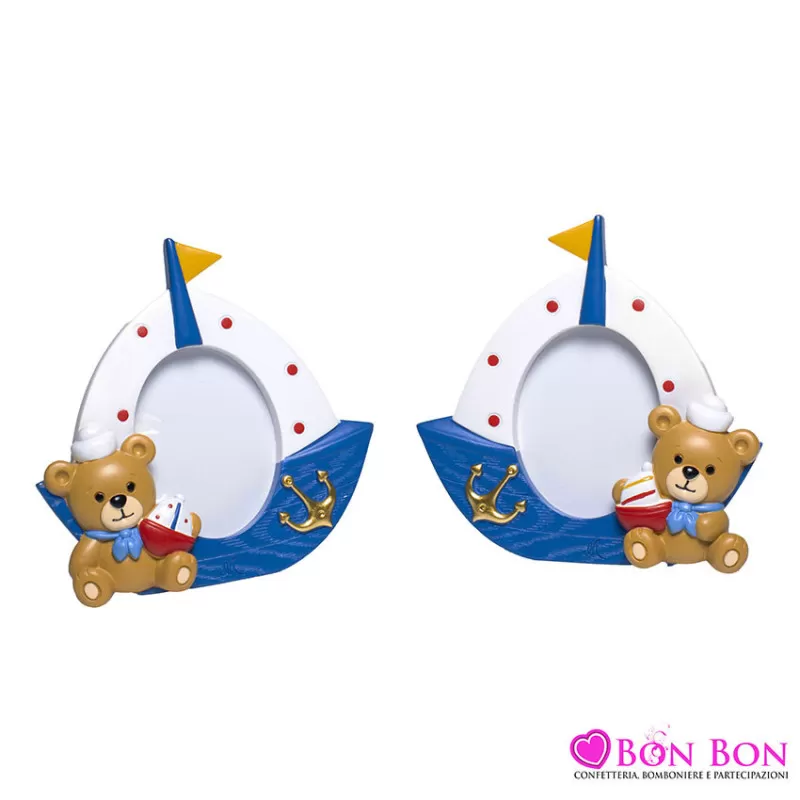 Bomboniera nascita e battesimo orsetto marinaio portafoto piccolo Margot - 1