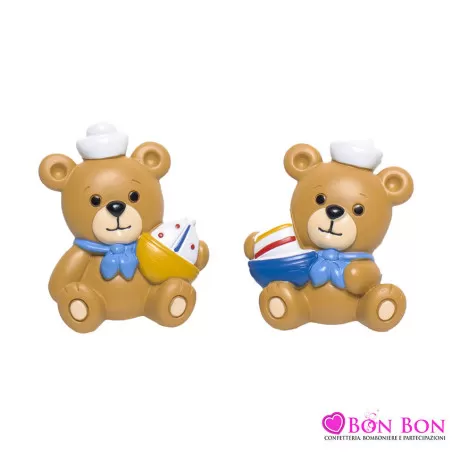 Bomboniera nascita e battesimo orsetto marinaio magnete Margot - 1