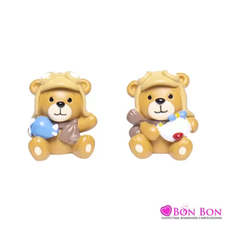 Bomboniera nascita e battesimo orsetto aviatore mini Margot - 1