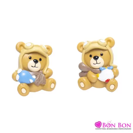 Bomboniera nascita e battesimo orsetto aviatore magnete Margot - 1