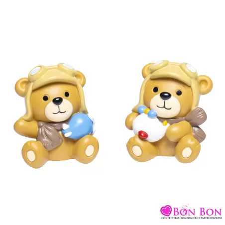 Bomboniera nascita e battesimo orsetto aviatore grande Margot - 1