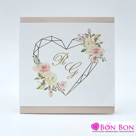 Partecipazione matrimonio con cuore stilizzato oro 08110 Alessia Partecipazioni - 1