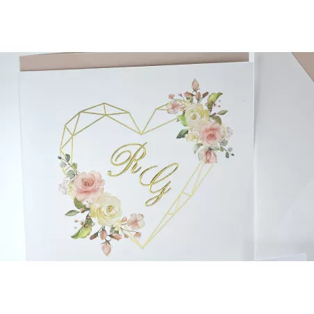 Partecipazione matrimonio con cuore stilizzato oro 08110 Alessia Partecipazioni - 2