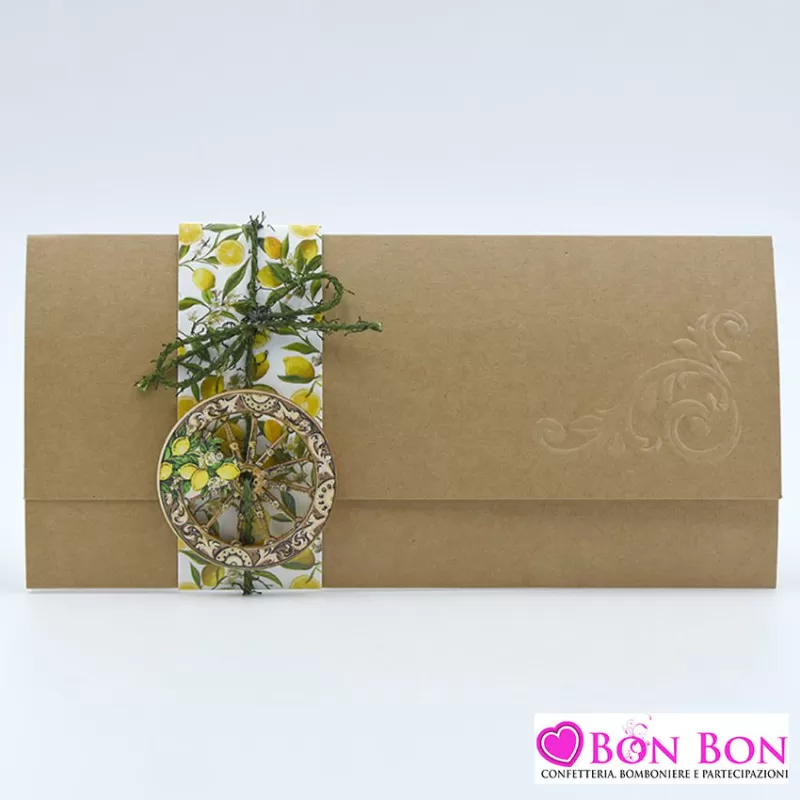 Partecipazione matrimonio tema siciliano con ruota carro 08116 Alessia Partecipazioni - 1