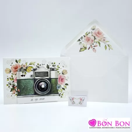 Partecipazione matrimonio con macchina fotografica Alessia Partecipazioni - 3