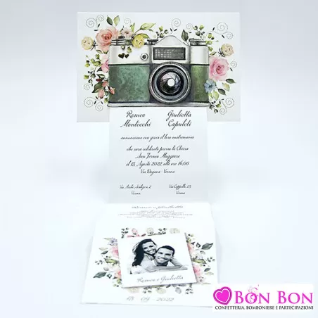 Partecipazione matrimonio con macchina fotografica Alessia Partecipazioni - 4