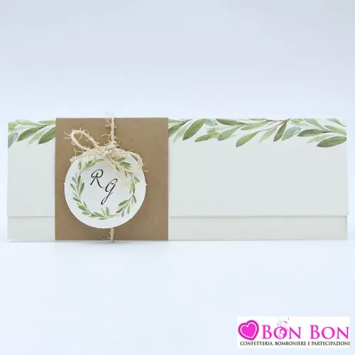 Partecipazione matrimonio con foglie d´ulivo 08154 Alessia Partecipazioni - 1