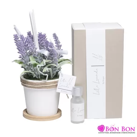 Bomboniera matrimonio profumatore vasetto lavanda artificiale grande Margot - 1