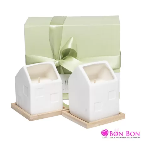 Bomboniera matrimonio candele a forma di casette Margot - 1